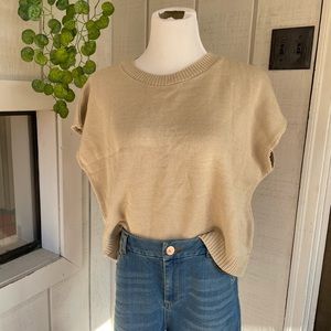 NastyGal cutoff tan knit t shirt size L